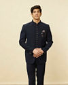 alt message - Manyavar Men Dark Sapphire Blue Classic Jodhpuri Suit image number 0